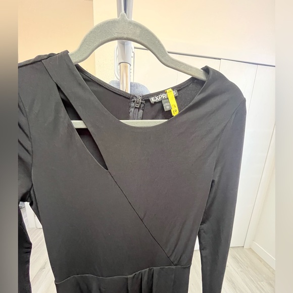 4/$15 Black Long Sleeve Mock Neck Sheath Dress - Picture 5 of 6